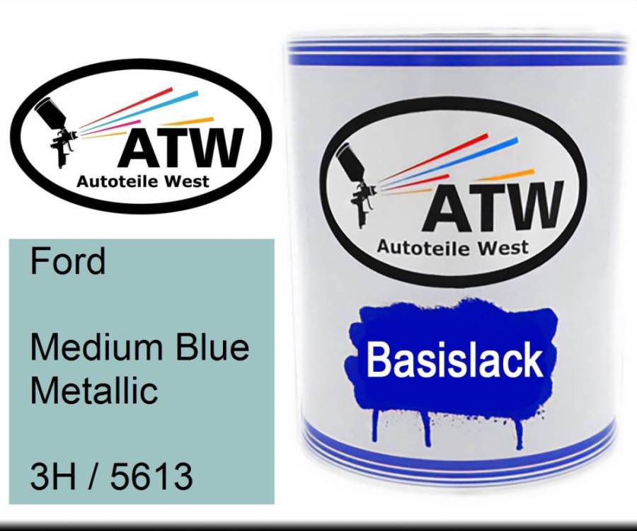 Ford, Medium Blue Metallic, 3H / 5613: 1L Lackdose, von ATW Autoteile West.